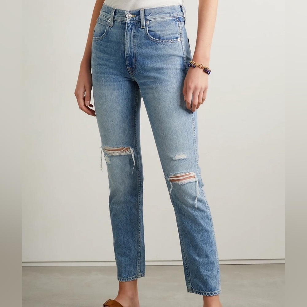 SLVRLAKE Denim Virginia Slim Distressed Jeans Crossroads